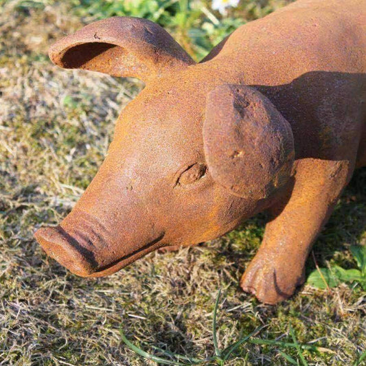 Large Rustic Rusty Pig Ornament - The Farthing