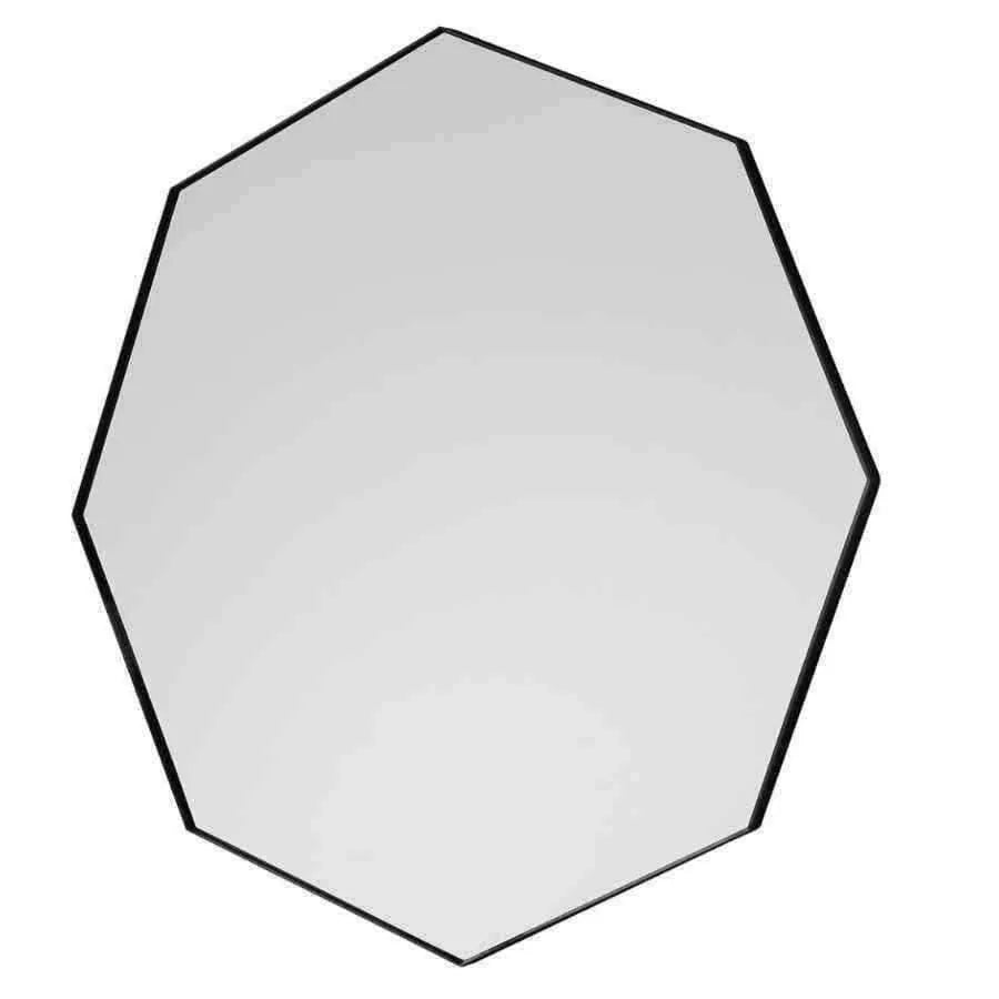 Large Slim Black Framed Octagonal Wall Mirror - The Farthing