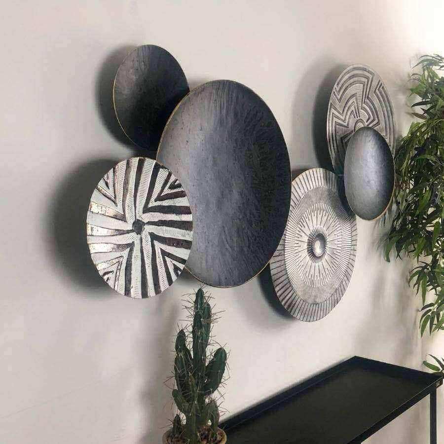 Large Textured Tribal Circles Wall Art - The Farthing