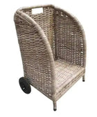 Large Wheeled Rattan Log Trolley - The Farthing