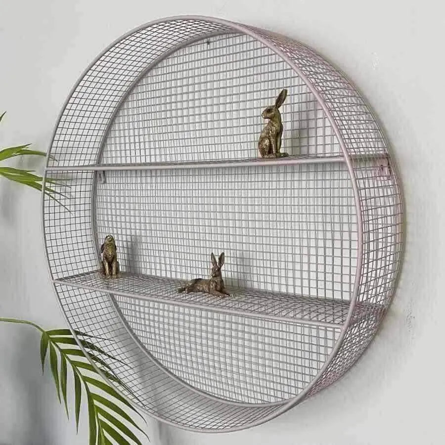 Light Grey Round Wire Wall Shelf - The Farthing
