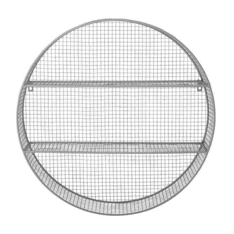 Light Grey Round Wire Wall Shelf - The Farthing