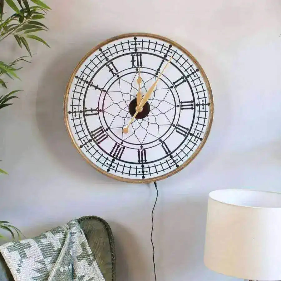 Light Up Led Gold Wall Clock - The Farthing