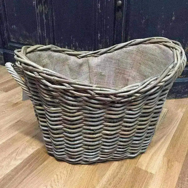 Lined Log Basket with Handles