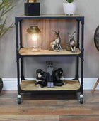 Low Industrial Metal and Wood Open Display Shelf Unit - The Farthing