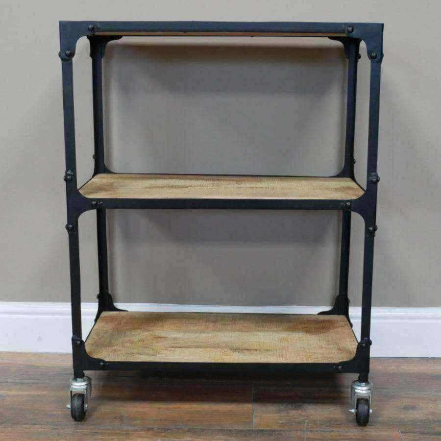 Low Industrial Metal and Wood Open Display Shelf Unit - The Farthing