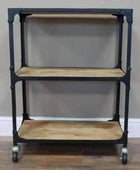 Low Industrial Metal and Wood Open Display Shelf Unit - The Farthing