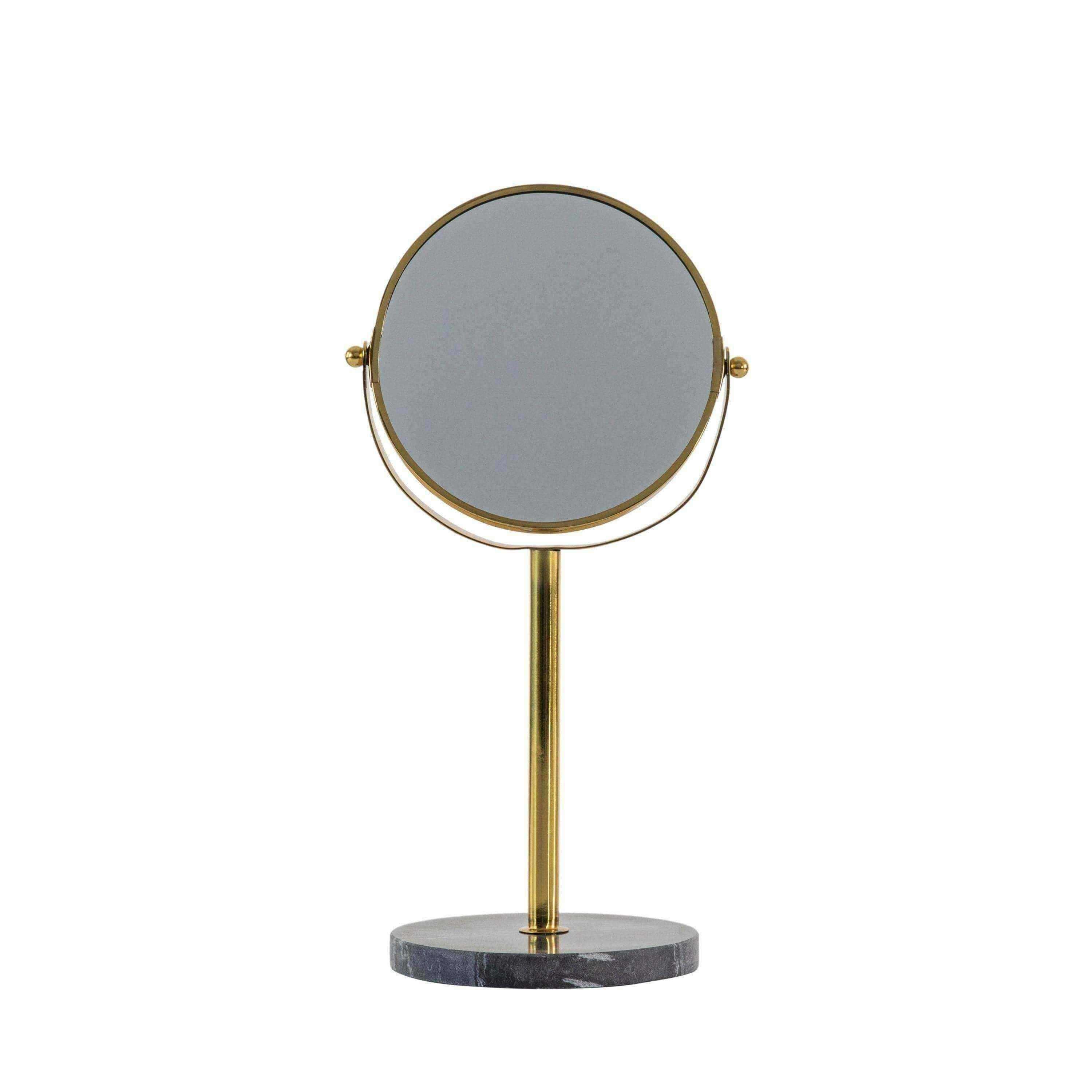 Marble Base Gold Swivel Table Mirror