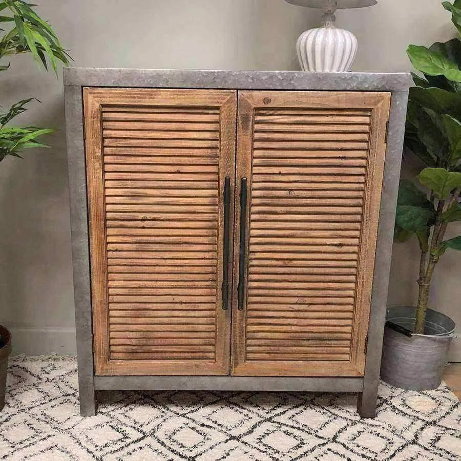 Metal and Wood Slatted Fordbury Cabinet - The Farthing