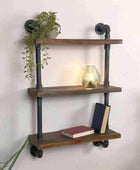 Metal and Wood Thorncombe Pipe Wall Shelf - The Farthing