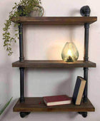 Metal and Wood Thorncombe Pipe Wall Shelf - The Farthing