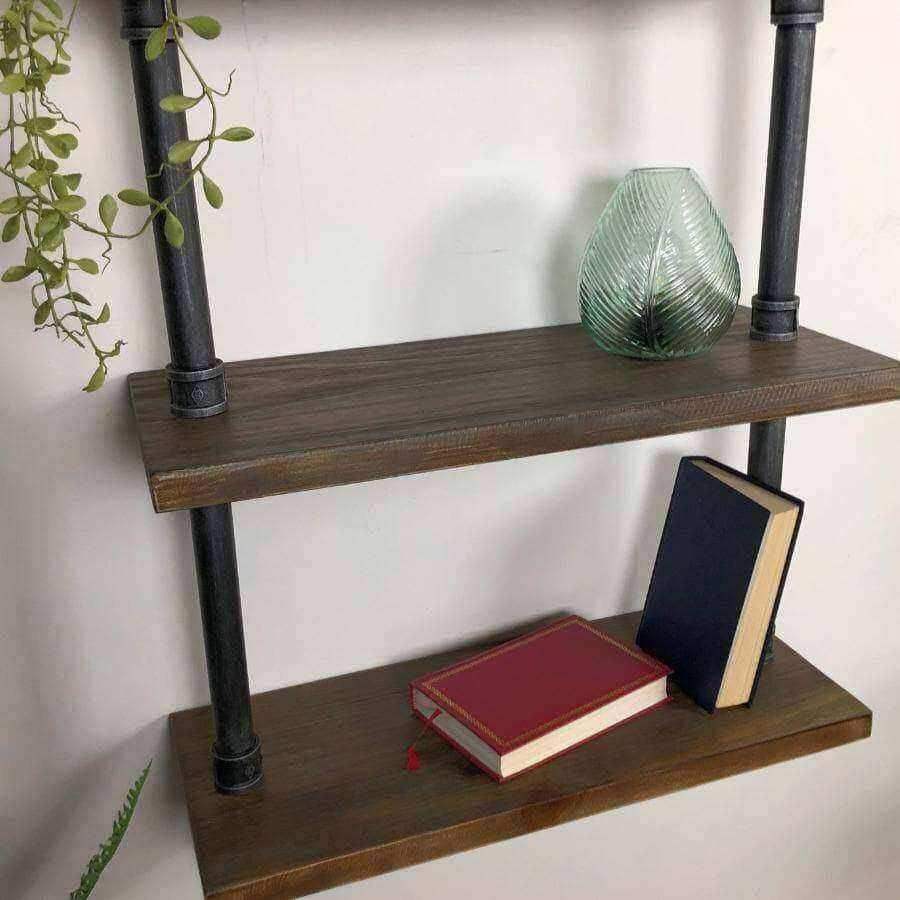 Metal and Wood Thorncombe Pipe Wall Shelf - The Farthing