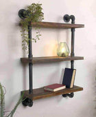 Metal and Wood Thorncombe Pipe Wall Shelf - The Farthing