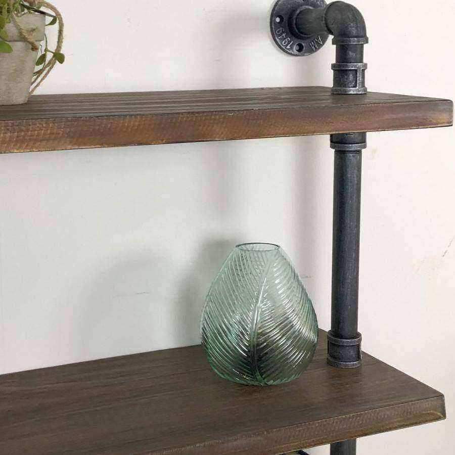 Metal and Wood Thorncombe Pipe Wall Shelf - The Farthing