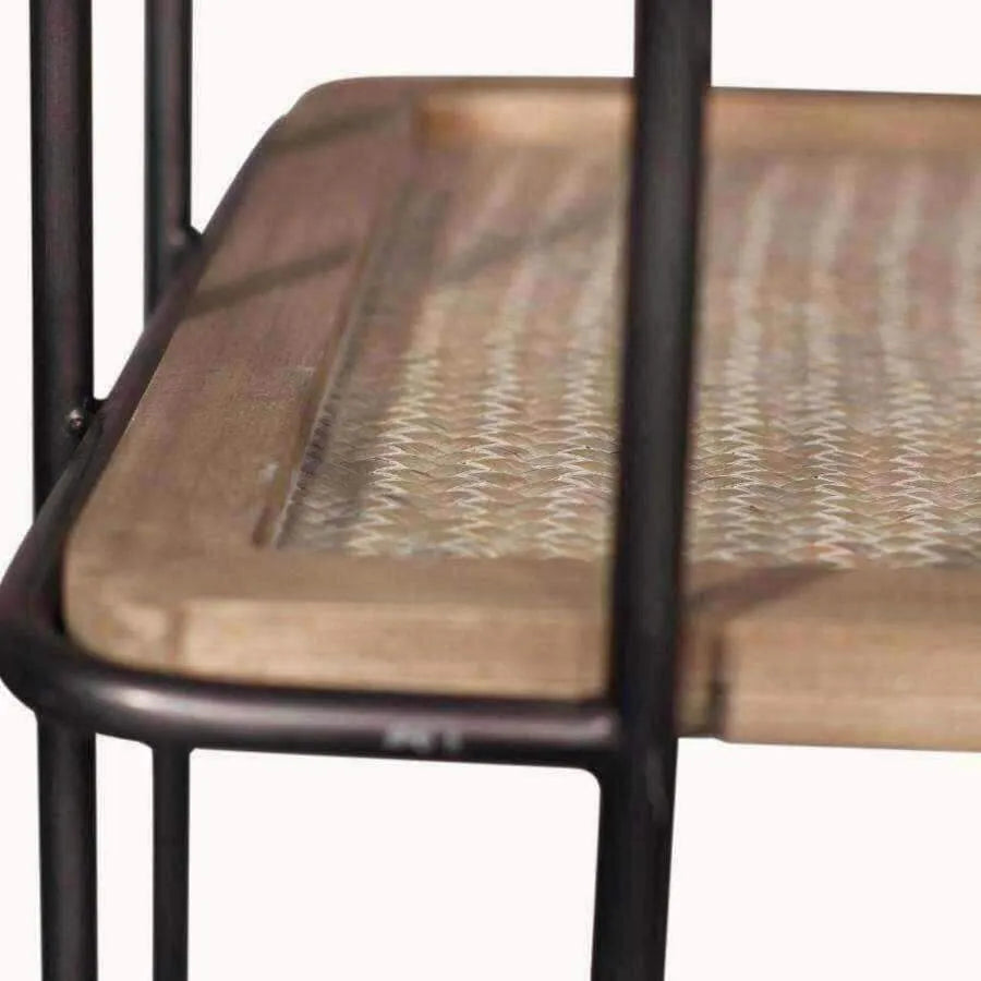 Metal and Wood Woven Topped Rectangular Drinks Trolley - The Farthing