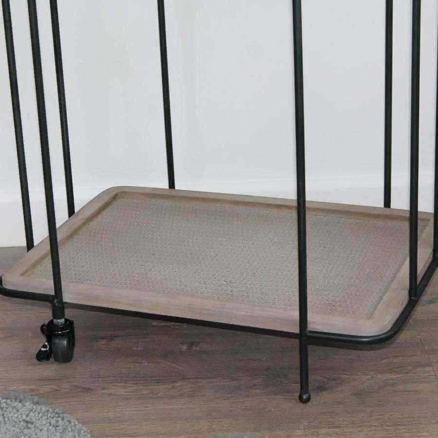 Metal and Wood Woven Topped Rectangular Drinks Trolley - The Farthing
