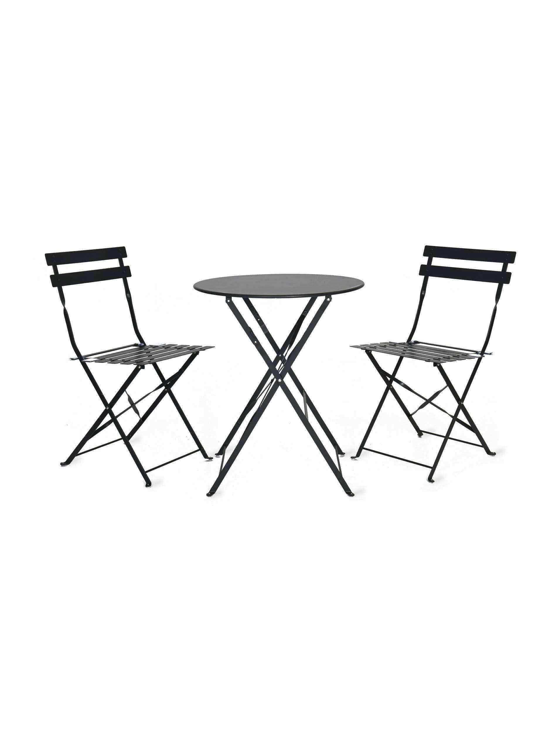 Metal Bistro Set of Table & Two Chairs - Carbon - The Farthing