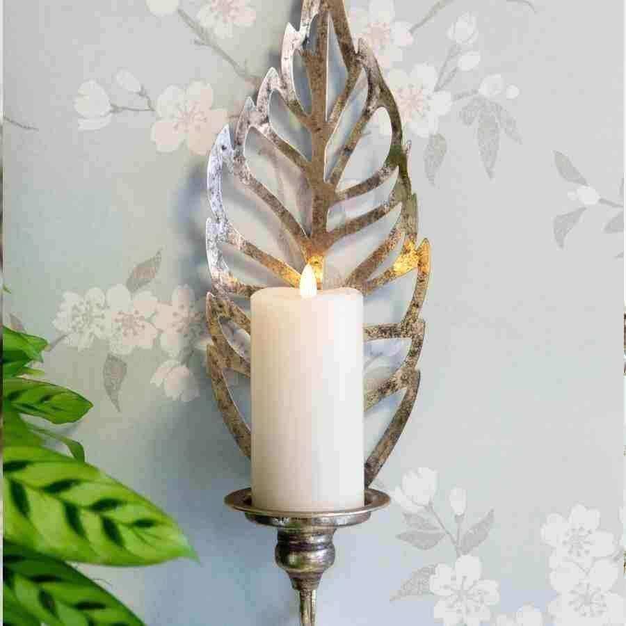 Metal Leaf Wall Sconce Candle Holder - The Farthing