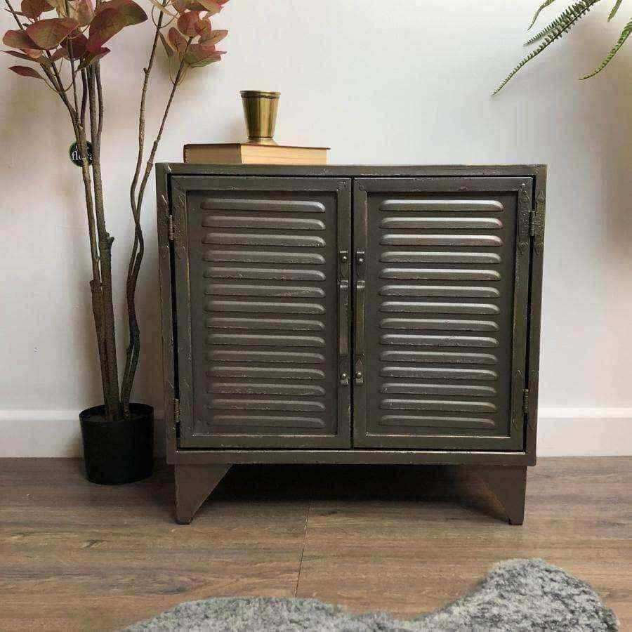 Metal Slatted Side Cabinet - The Farthing