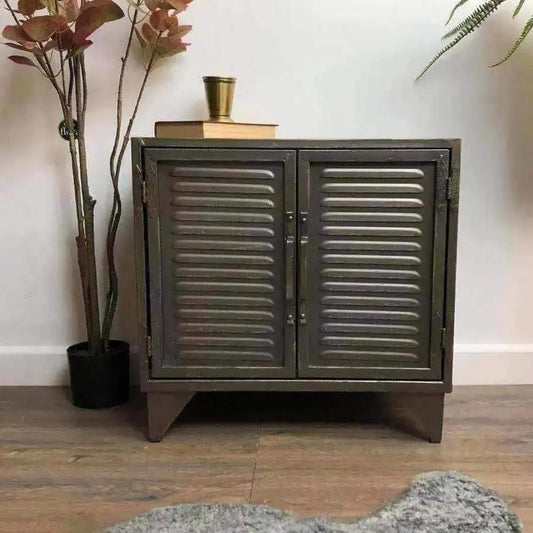 Metal Slatted Side Cabinet - The Farthing