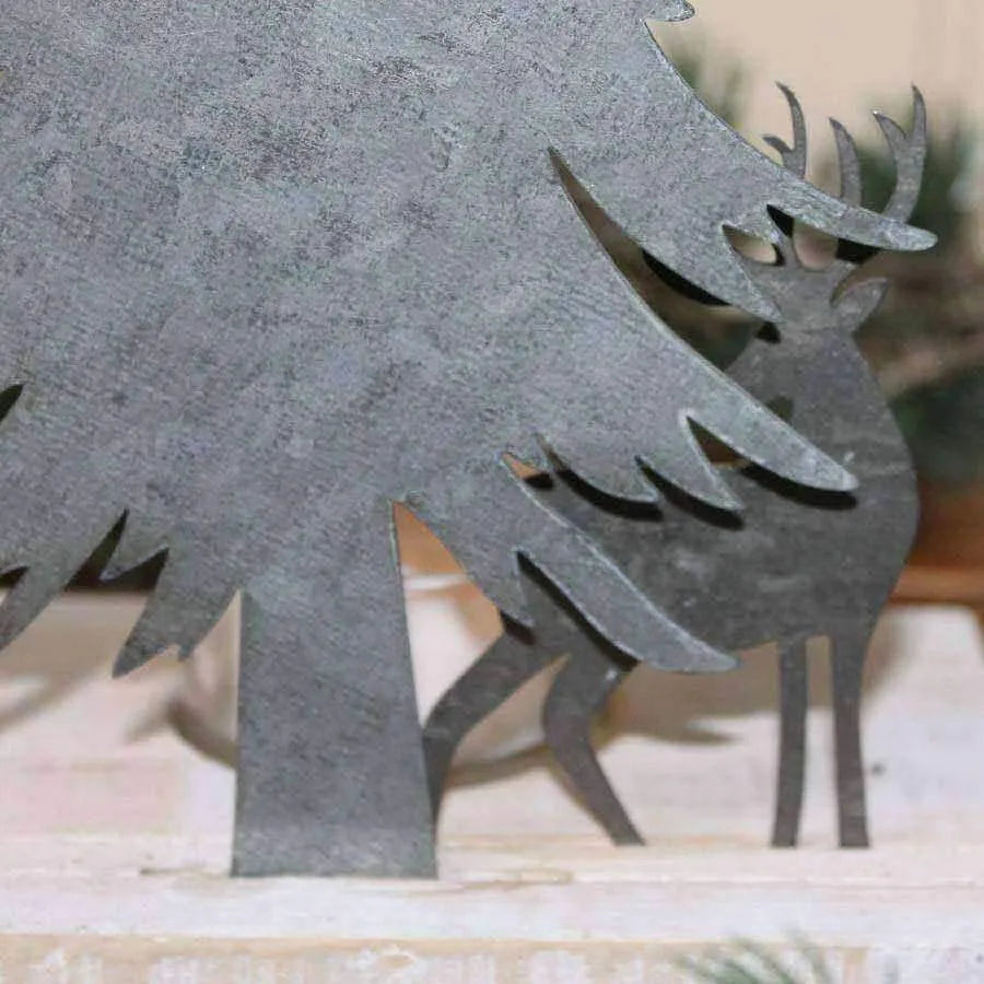 Metal Stag and Tree T-Light Holder - The Farthing