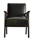 Mid Century Green Leather Chair - The Farthing