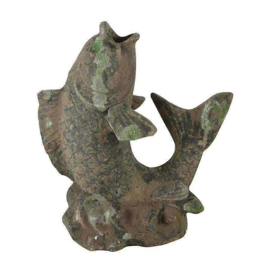 Mossy Terracotta Garden Fish Ornament - The Farthing