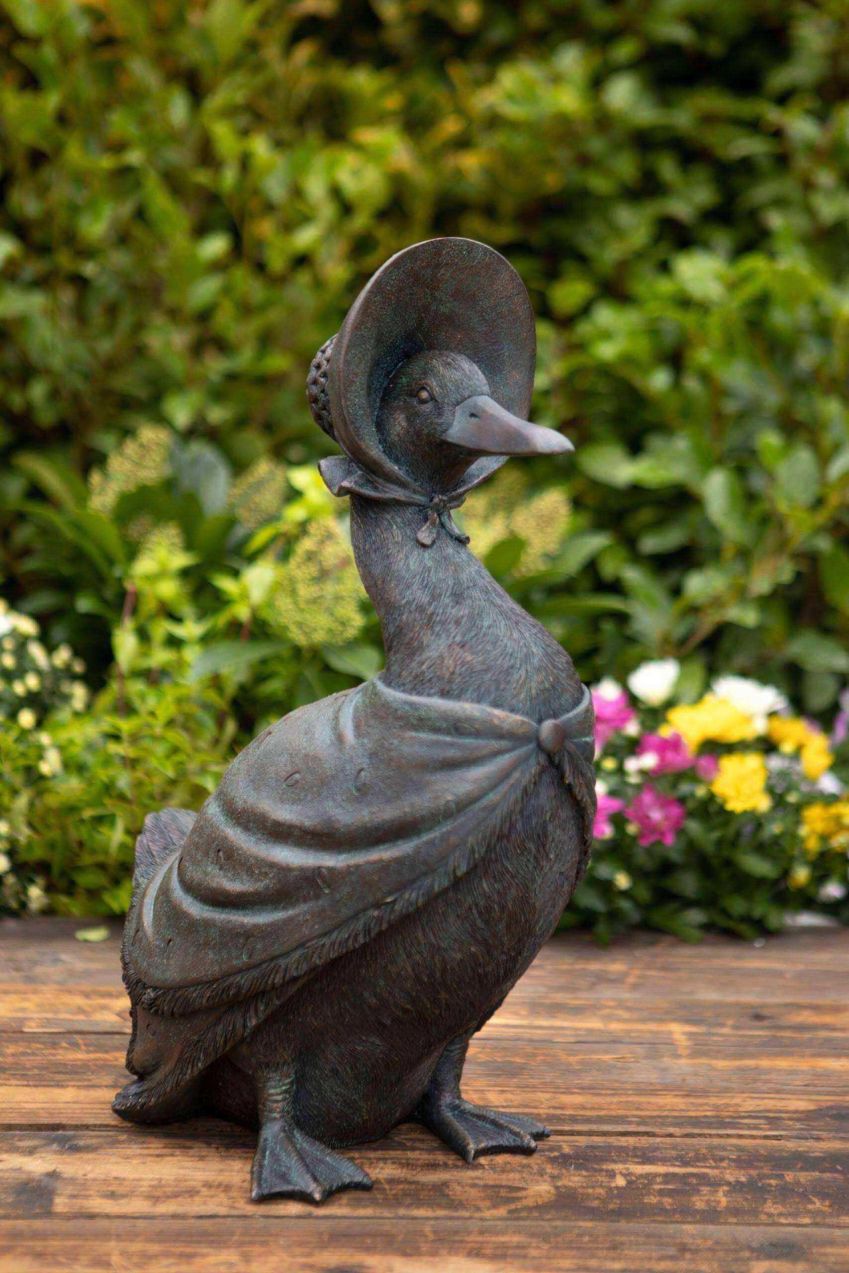 Mrs Duck Garden Ornament - Verdigris Finish - The Farthing