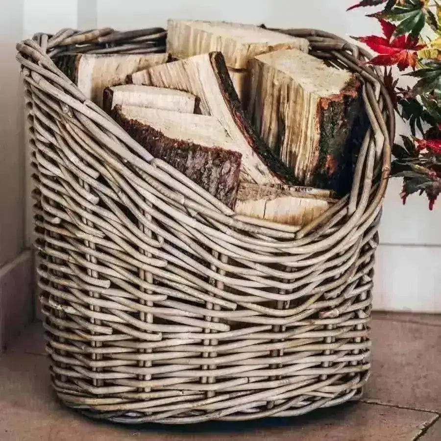 Rustic Log Baskets Natural Rattan Log Basket