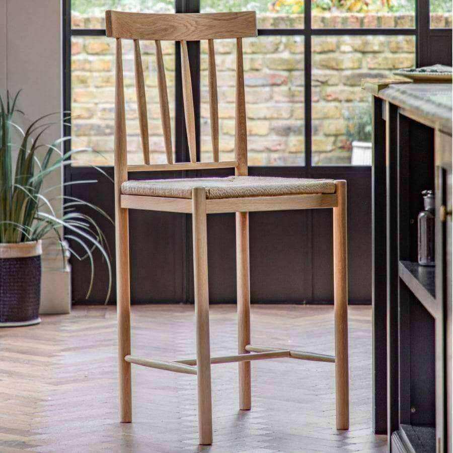 Natural Woven Topped Hampstead Bar Stools - Pack of 2 - The Farthing