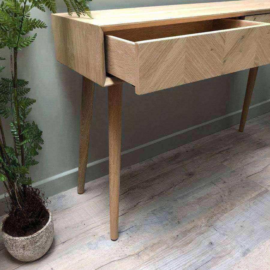 Oak Console Table with Chevron Front - The Farthing
