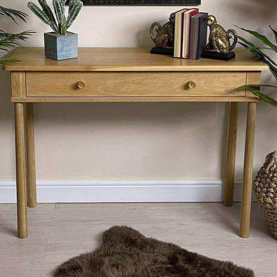 Oak Nordic Single Wide Drawer Dressing Table / Console Table - The Farthing