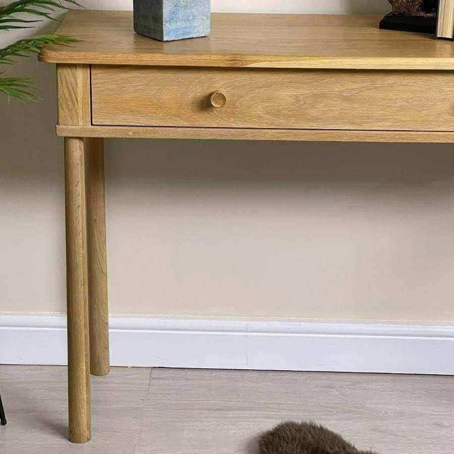 Oak Nordic Single Wide Drawer Dressing Table / Console Table - The Farthing