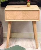 Oak Side Table with Chevron Front - The Farthing