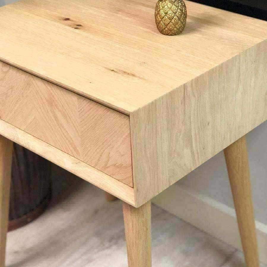 Oak Side Table with Chevron Front - The Farthing