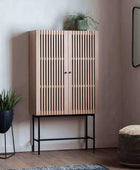 Oak Slatted Cocktail Drinks Cabinet - The Farthing