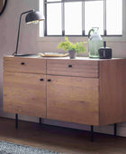 Oak Slatted Groove 2 Drawer 2 Door Sideboard - The Farthing