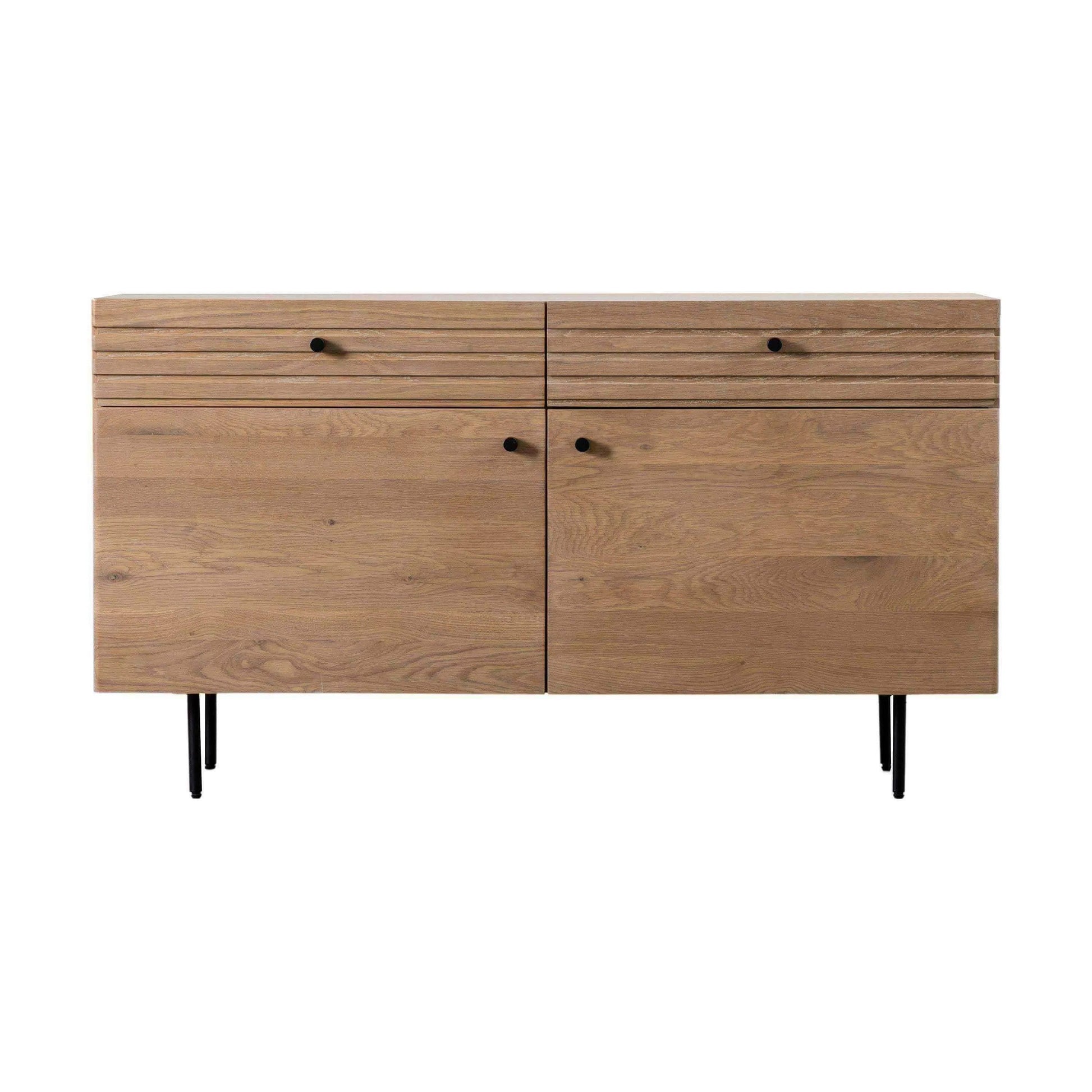 Oak Slatted Groove 2 Drawer 2 Door Sideboard - The Farthing