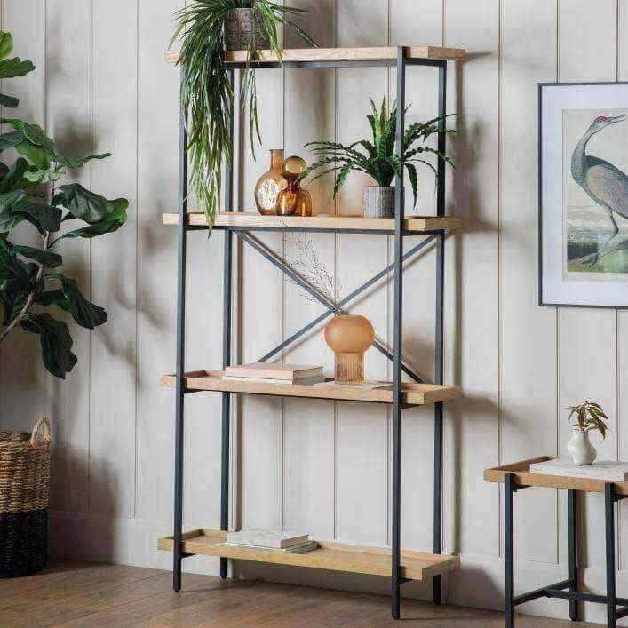 Oak Topped Open Industrial Inspired Shelf Unit - The Farthing