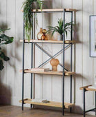 Oak Topped Open Industrial Inspired Shelf Unit - The Farthing