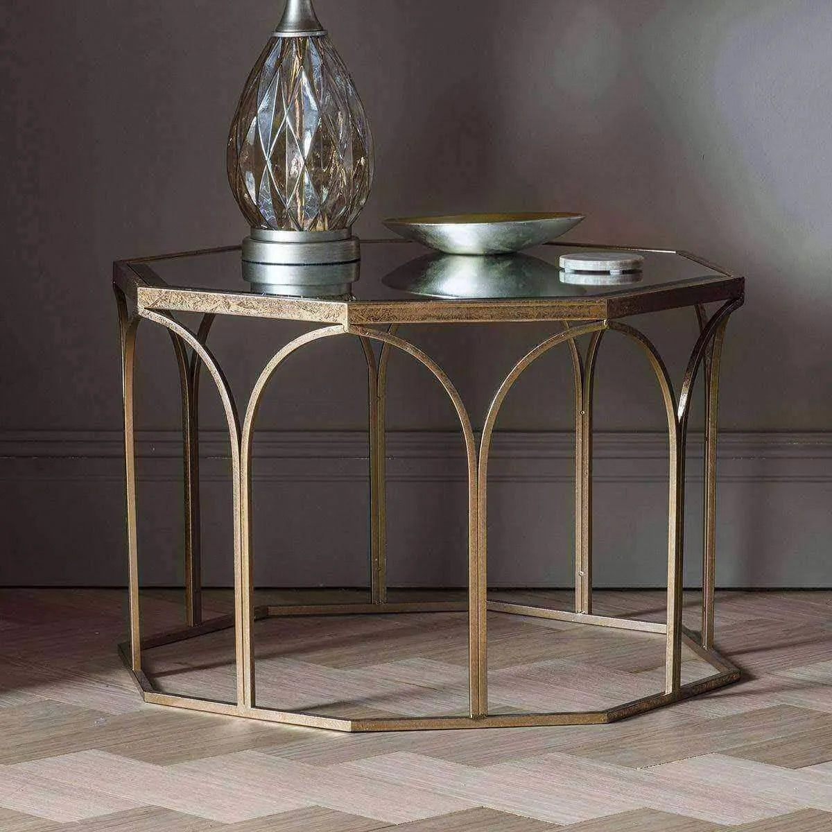 Octagonal Mirror Top Coffee Table - The Farthing