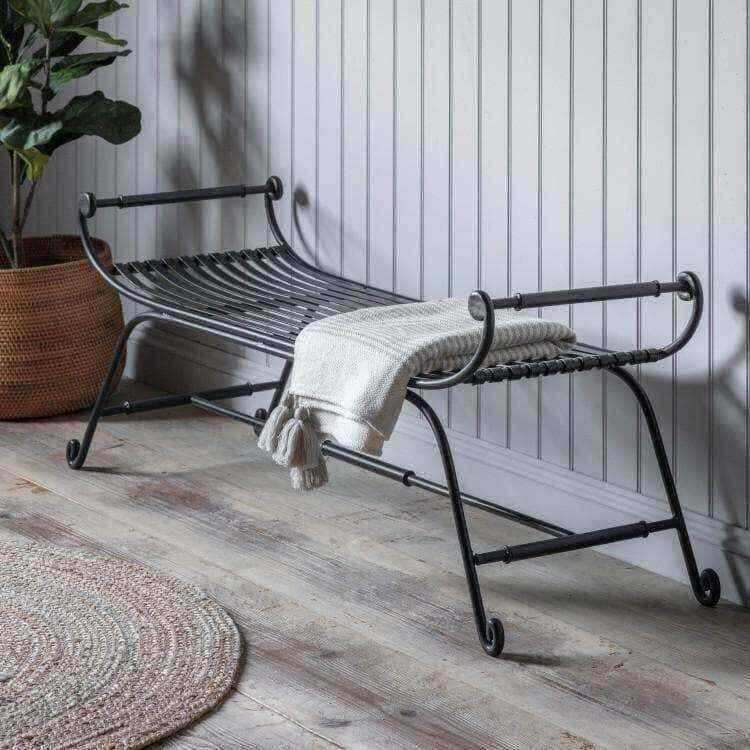 Ornate Metal Scroll Bench - The Farthing