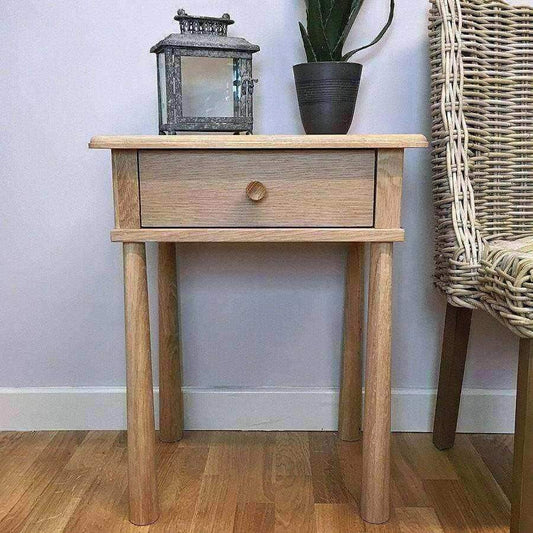 Oslo Oak BedSide 1 Drawer Table - The Farthing