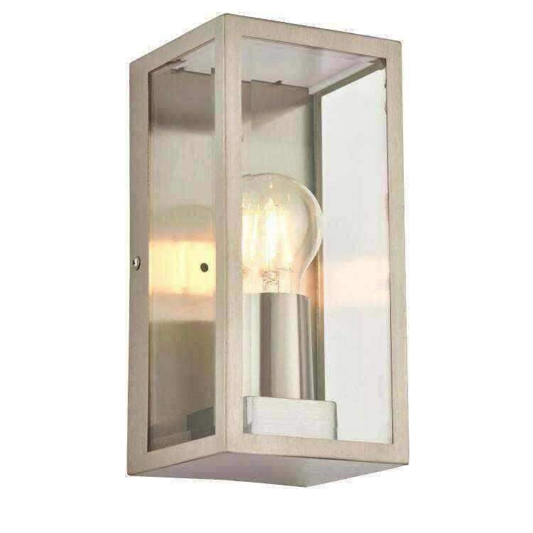 Outdoor Brushed Silver Box Lantern Wall Light - The Farthing