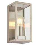 Outdoor Brushed Silver Box Lantern Wall Light - The Farthing