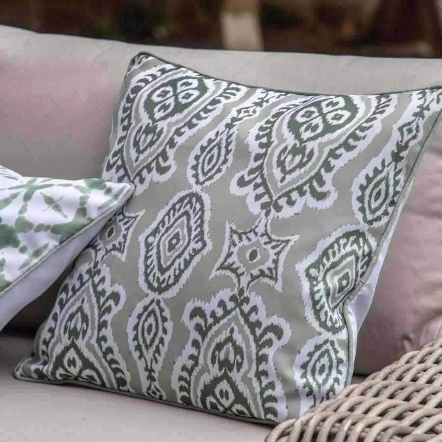 Outdoor Sage Green Patterned Cushion Cover - The Farthing