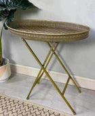 Oval Metal Sided Filigree Side Table - The Farthing