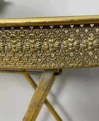 Oval Metal Sided Filigree Side Table - The Farthing