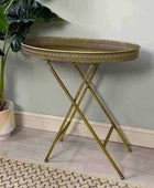 Oval Metal Sided Filigree Side Table - The Farthing