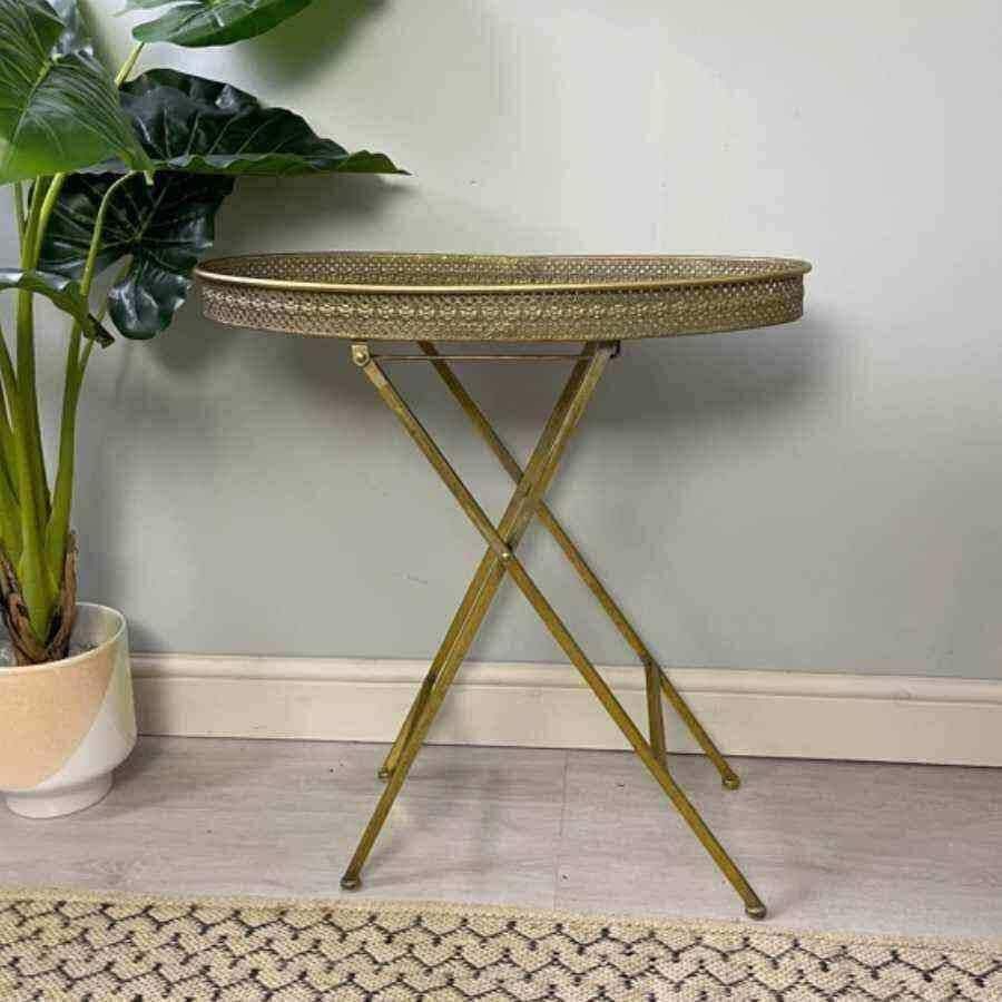 Oval Metal Sided Filigree Side Table - The Farthing